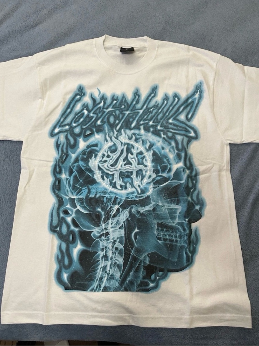 Lost Hills - Blue Flame Skull Graphic Tee XL